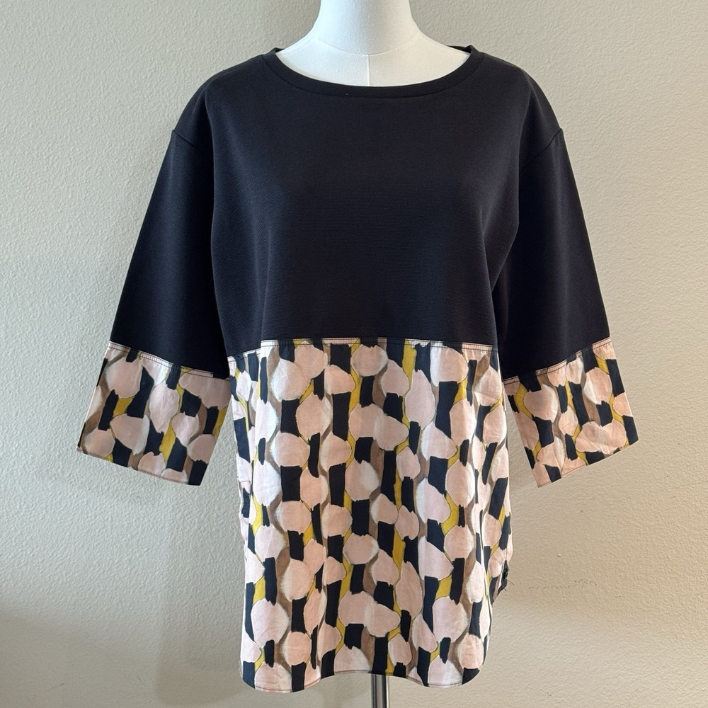 COS Mixed Media Abstract Print Tunic Blouse Minimalist Art Top Small